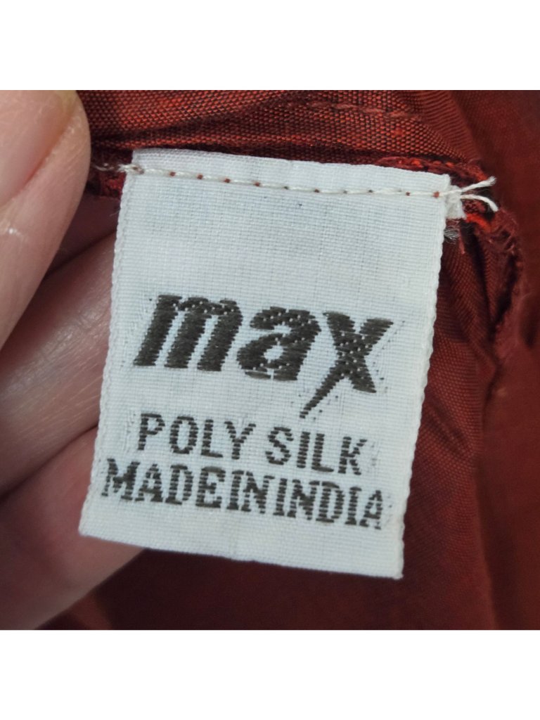 Max Size S 100% Silk 3/4 Sleeve Maroon Top Gold Embroidery — image 6 of 8